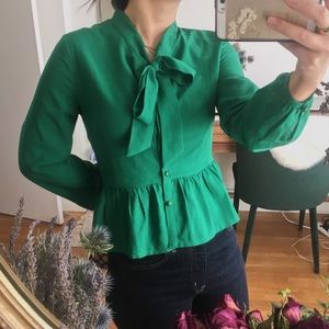 Princess Highway green button up tie-neck blouse